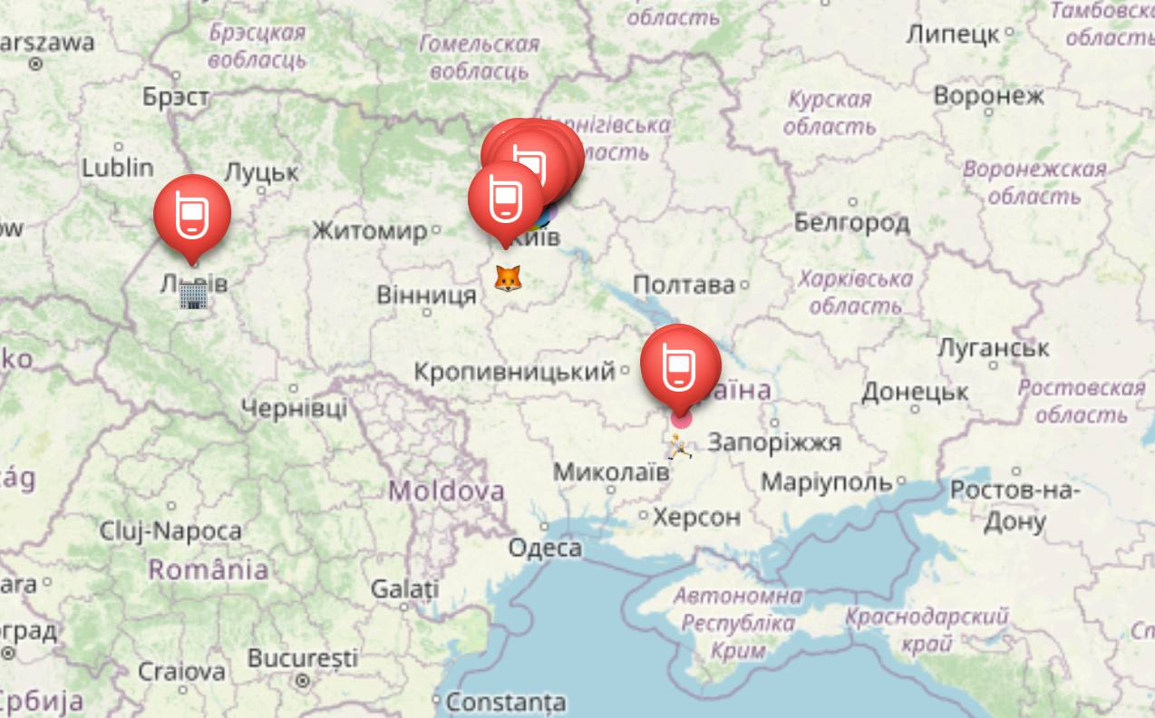 Мапа мережі в Укріїні